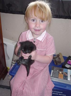 my daughter with our cat jd when he was a kitten